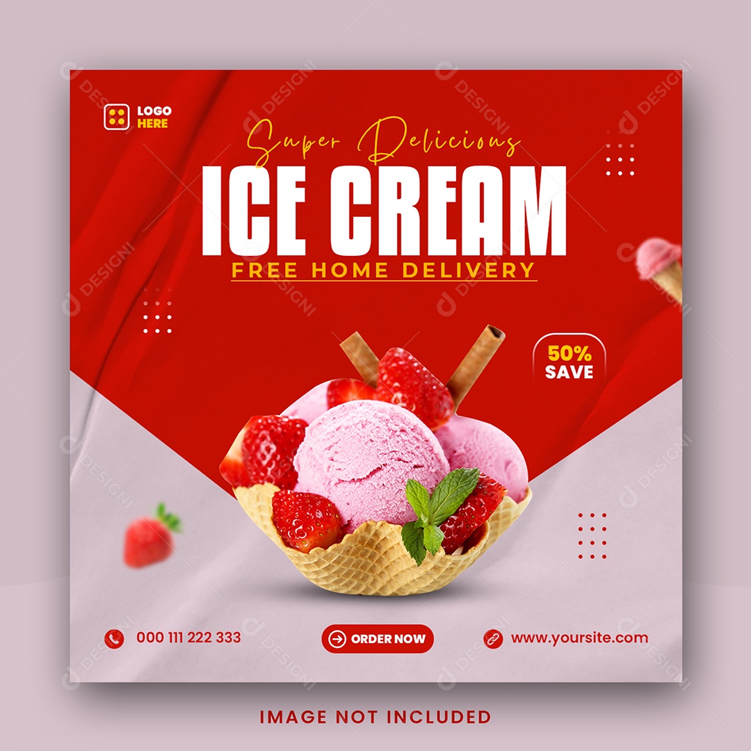 Sorveteria Sorvete Delicioso Social Media PSD Editável