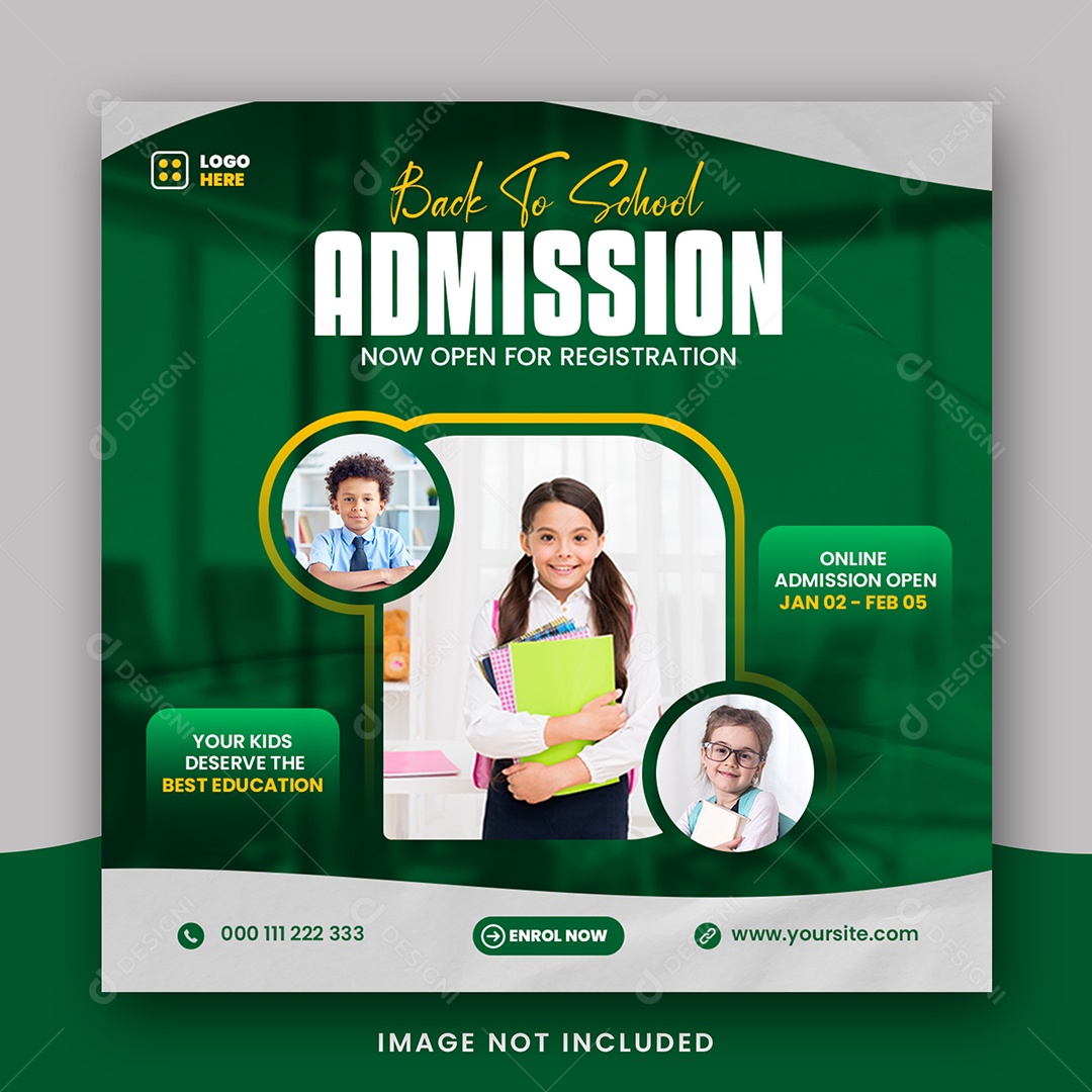 Escola de Admissão Social Media PSD Editável