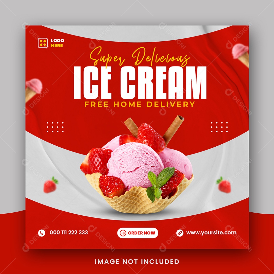 Sorveteria Sorvete Delicioso Social Media PSD Editável