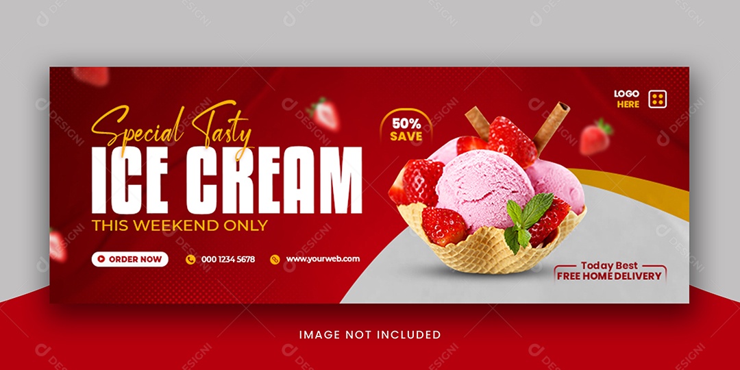 Banner Sorveteria Sorvete Delicioso Social Media PSD Editável