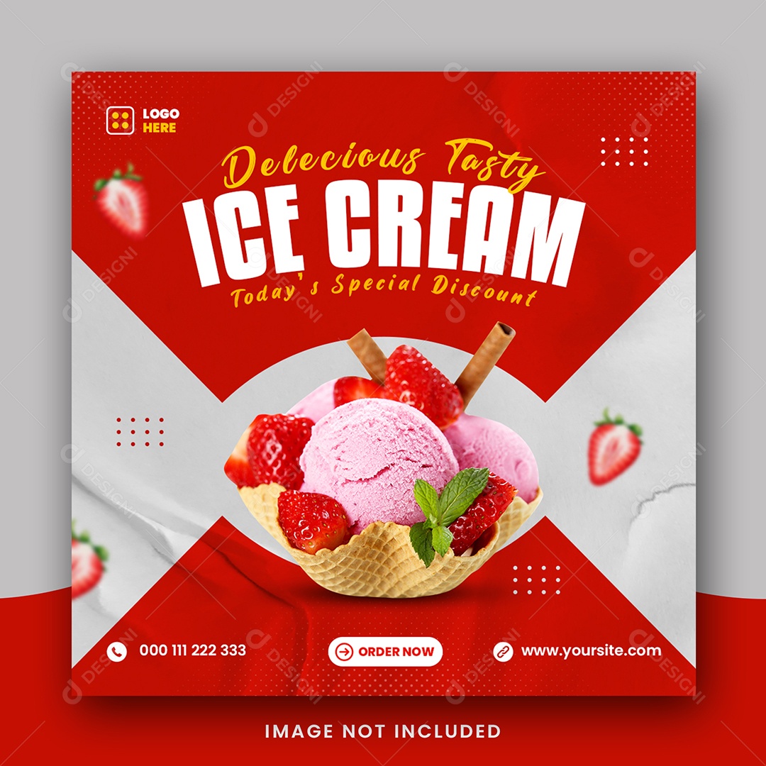 Sorveteria Sorvete Delicioso Social Media PSD Editável