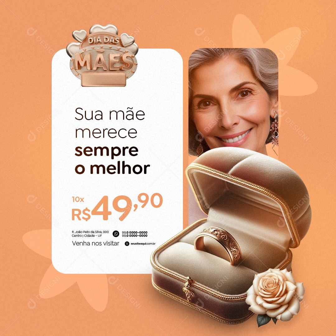Joalheria Dia das Mães Aliança Sua Merece Sempre o Melhor Social Media PSD Editável