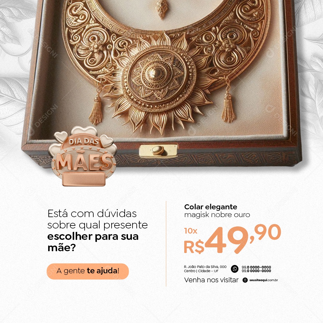 Joalheria Dia das Mães Colar Elegante Magisk Presente Social Media PSD Editável