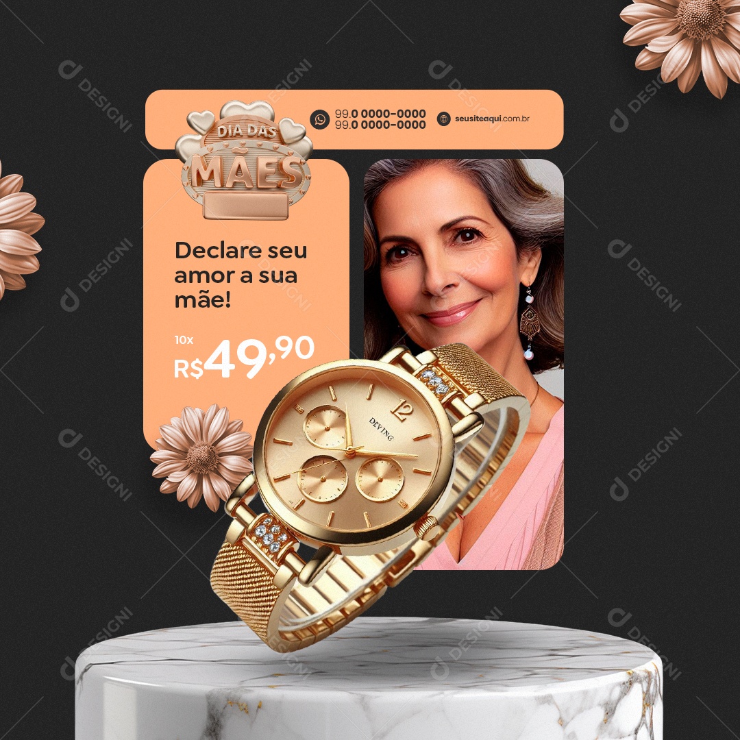 Joalheria Dia das Mães Relógio Declare seu Amor a Sua Mãe Social Media PSD Editável