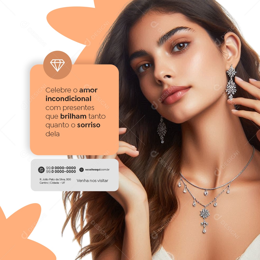 Joalheria Dia das Mães Colar Brincos Presentes Social Media PSD Editável