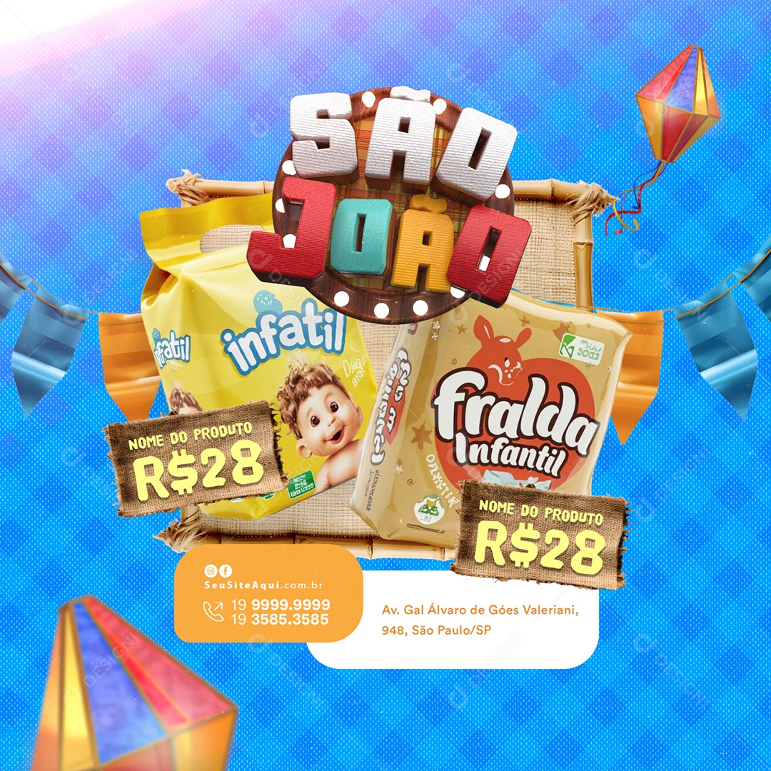 Farmácia São João Fralda Infantil Social Media PSD Editável