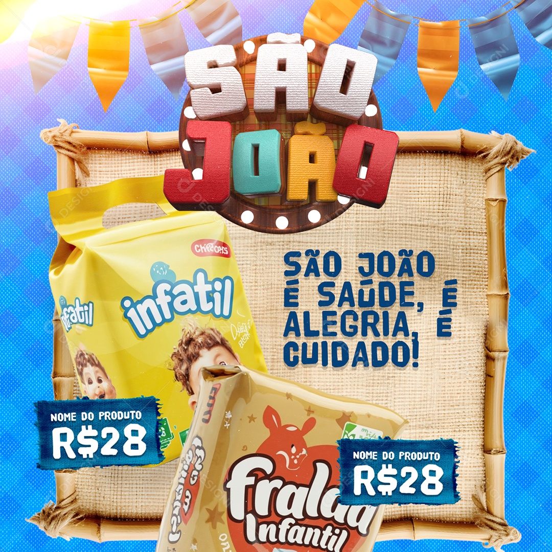 Farmácia São João é Saúde é Alegria é Cuidado Fralda Infantil Social Media PSD Editável