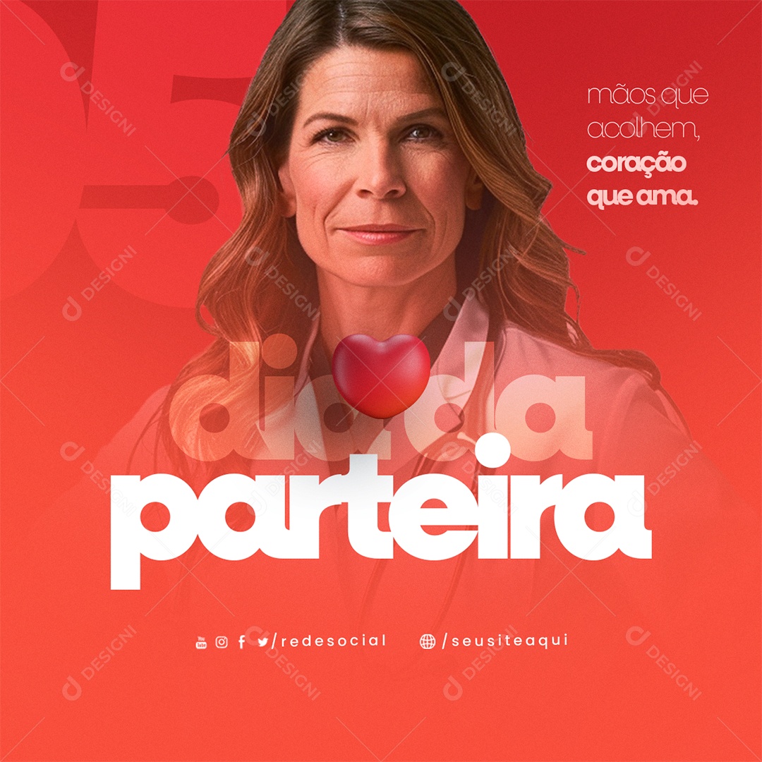 Dia da Parteira 05 de Maio Mãos que Acolhem Coração Que Ama Social Media PSD Editável