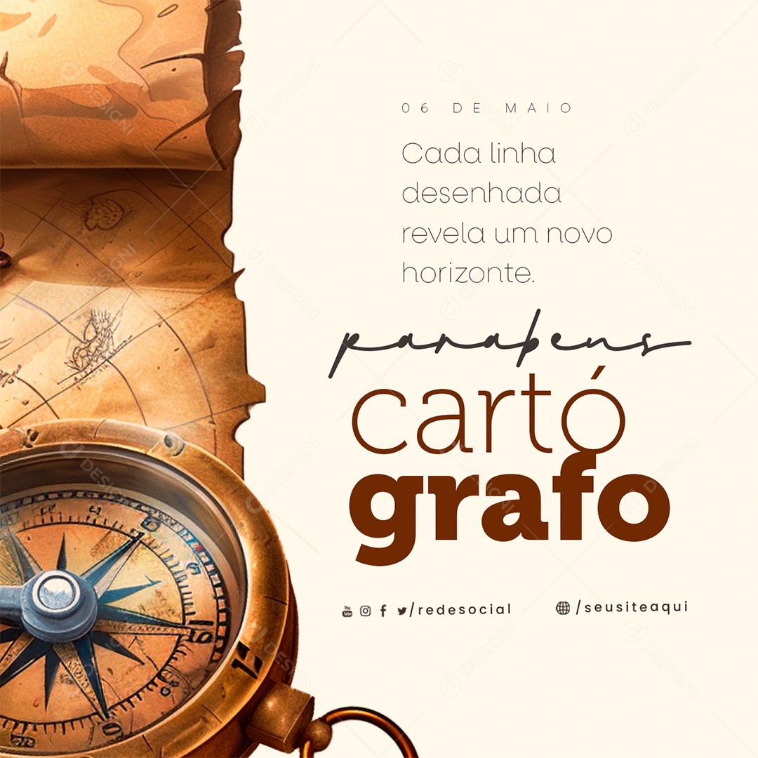 Dia do Cartógrafo 06 de Maio Parabéns Social Media PSD Editável