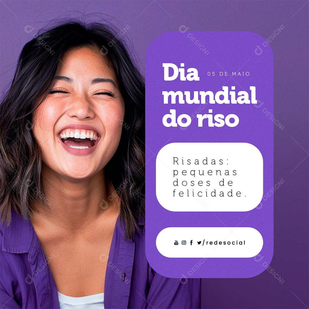 Dia Mundial do Riso 05 de Maio Risadas Pequenas Social Media PSD Editável