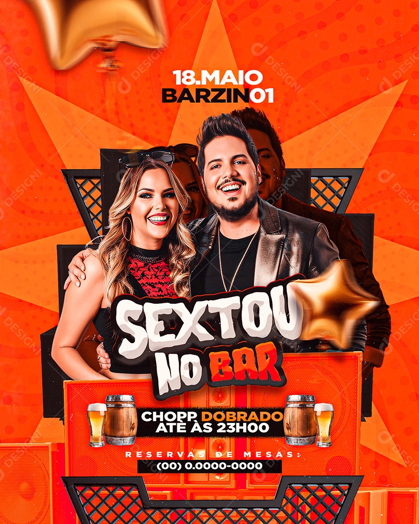 Flyer Sextou no Bar Social Media PSD Editável