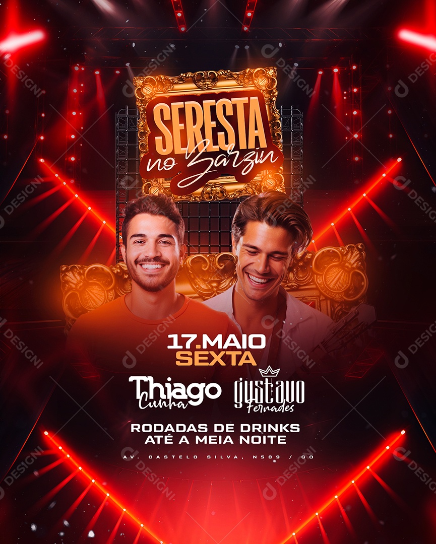Flyer Seresta no Barzin Thiago Cunha Gustavo Fernades Social Media PSD Editável