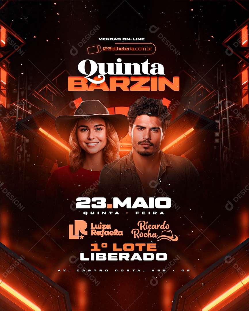 Flyer Quinta Barzin Luiza Rafaela Ricardo Rocha Social Media PSD Editável