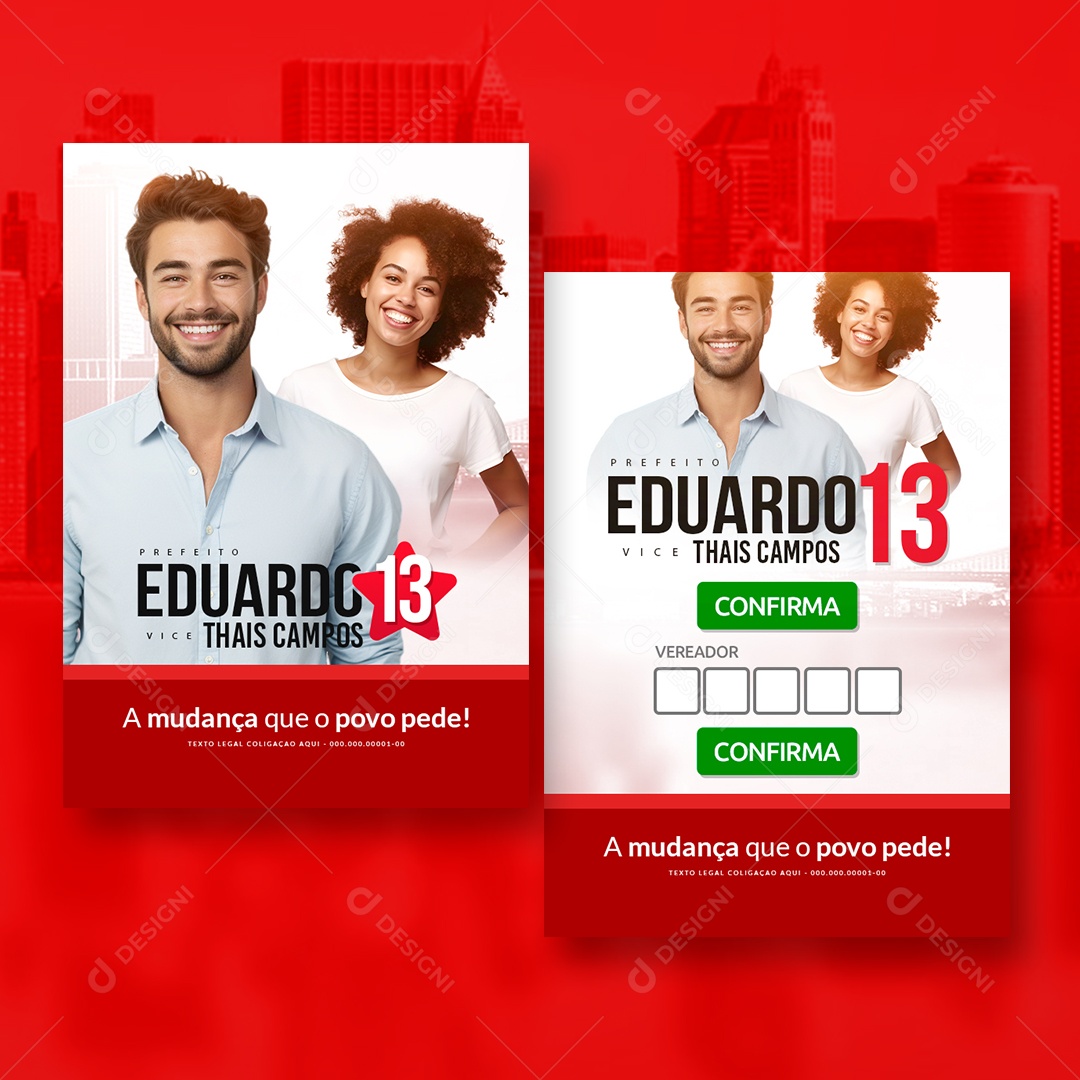 Política Santinho Prefeito Eduardo Vice Thais Campos Social Media PSD Editável