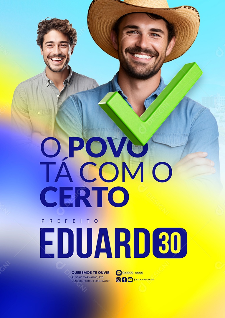 Política Prefeito Eduardo Flyer O Povo Tá Com o Certo Social Media PSD Editável