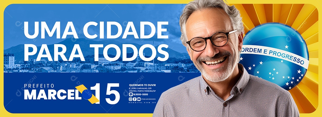 Banner Politica Prefeito Marcelo Outdoor Social Media PSD Editável