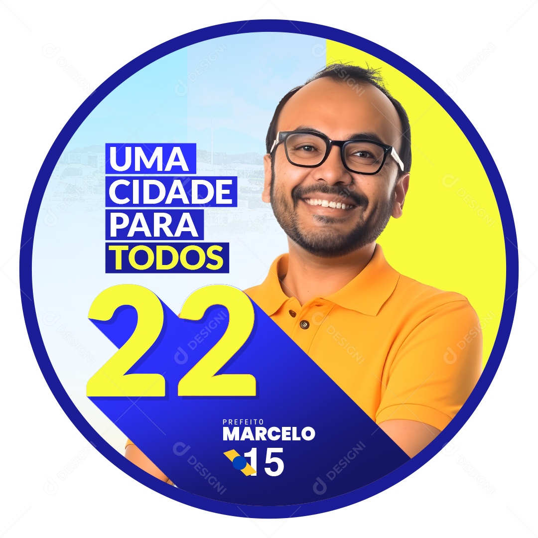 Política Bottom Prefeito Marcelo Uma Cidade para Todos PSD Editável