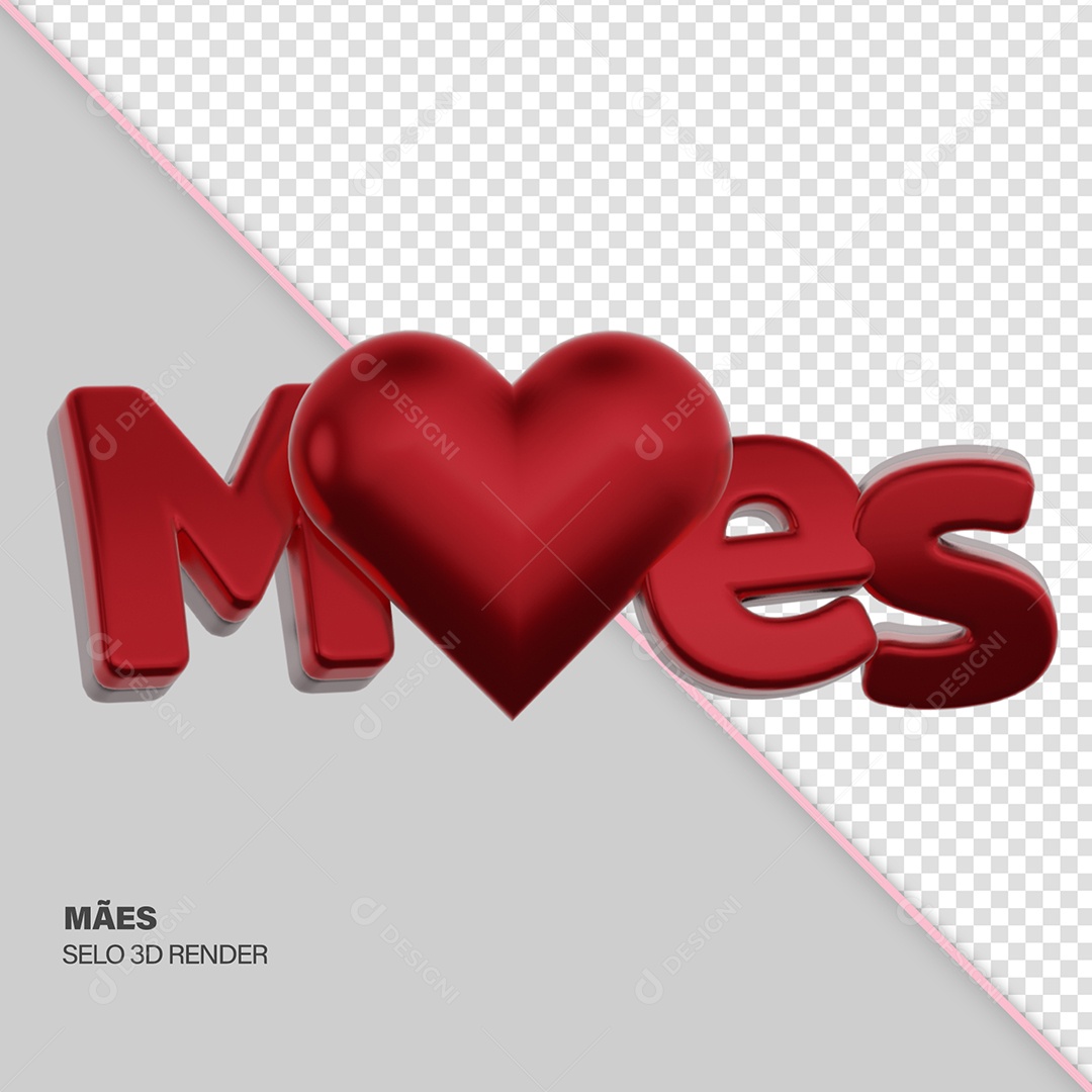 Mãe Selo 3D Vermeho para Composição PSD
