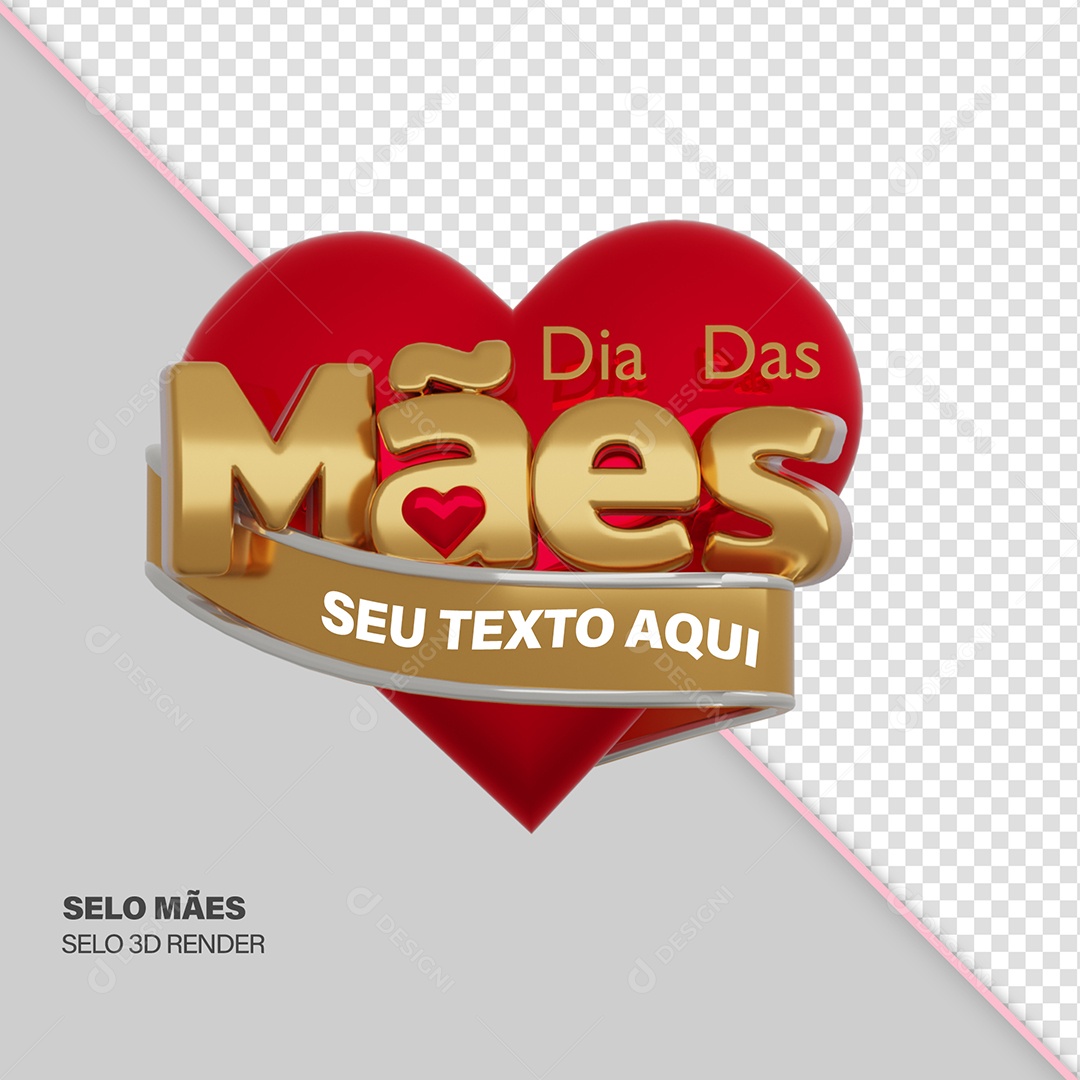 Dia das Mães Selo 3D para Composição PSD