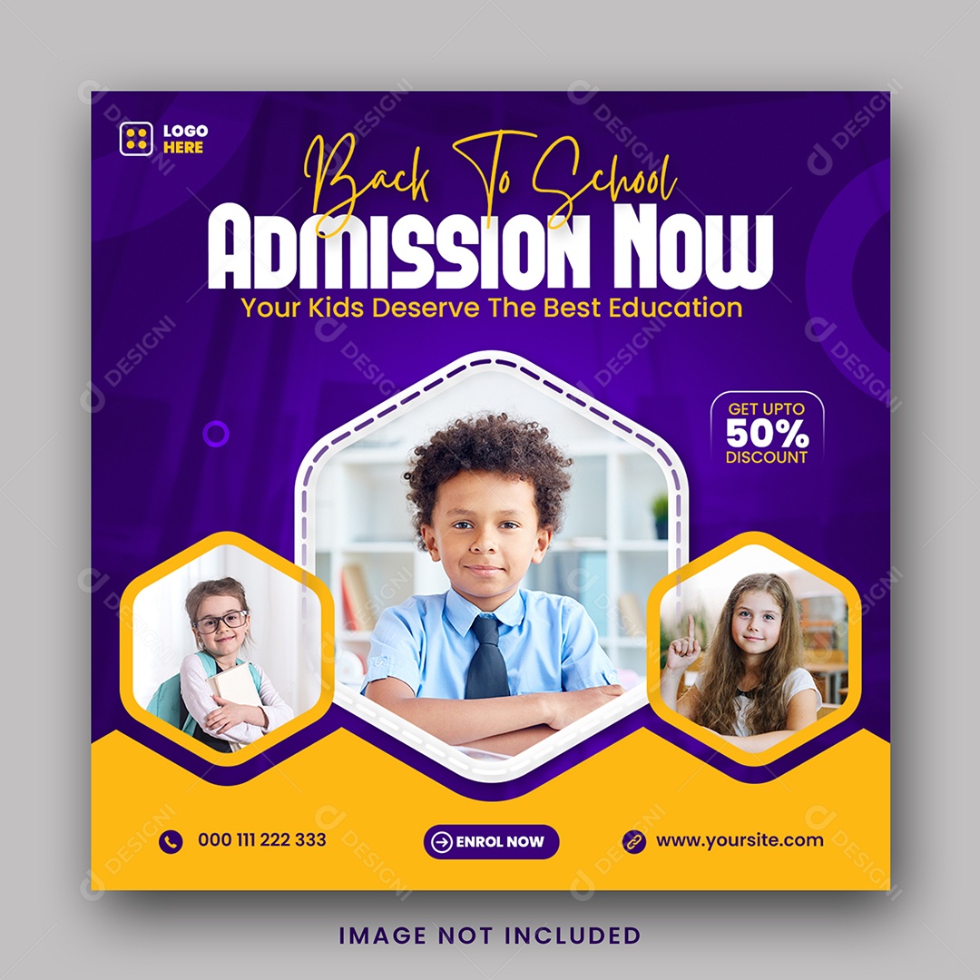 Escola de Admissão Social Media PSD Editável