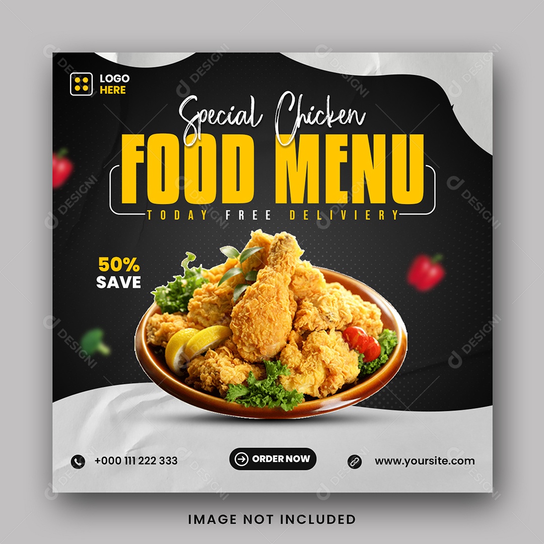 Restaurante Frango Frito Social Media PSD Editável