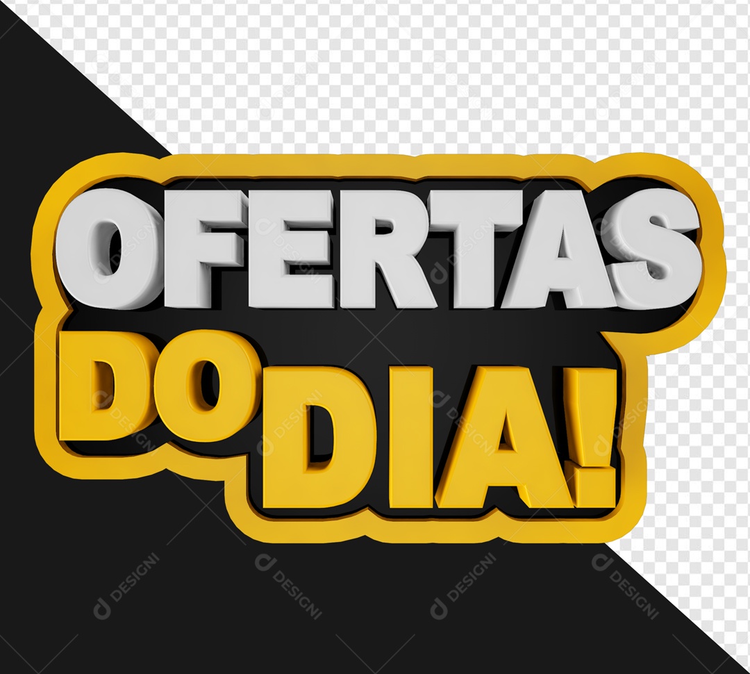 Ofertas do Dia Selo 3D Amarelo Preto para Composição PSD