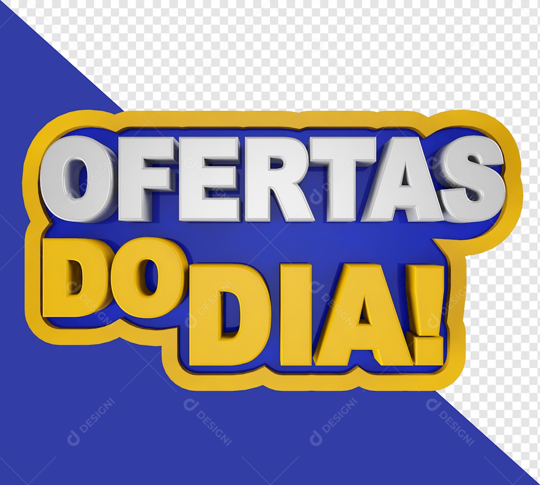 Ofertas do Dia Selo 3D Amarelo Azul para Composição PSD