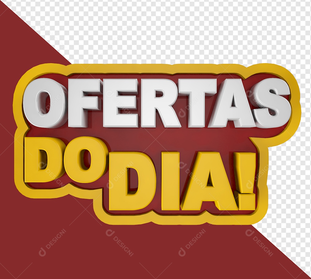 Ofertas do Dia Selo 3D Amarelo Vermelho para Composição PSD