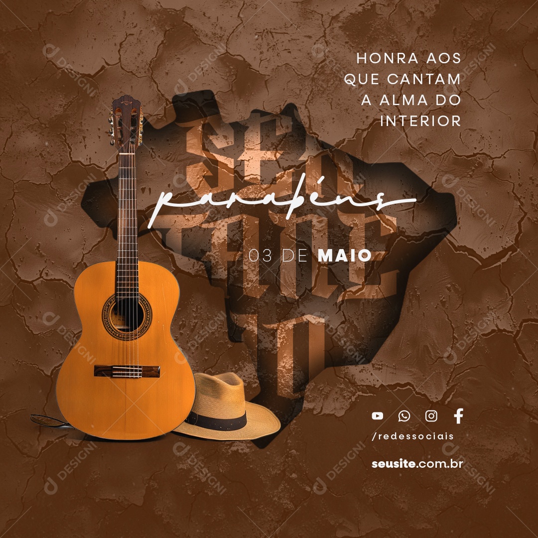 Dia do Sertanejo 03 de Maio Honra aos Que Cantam Social Media PSD Editável