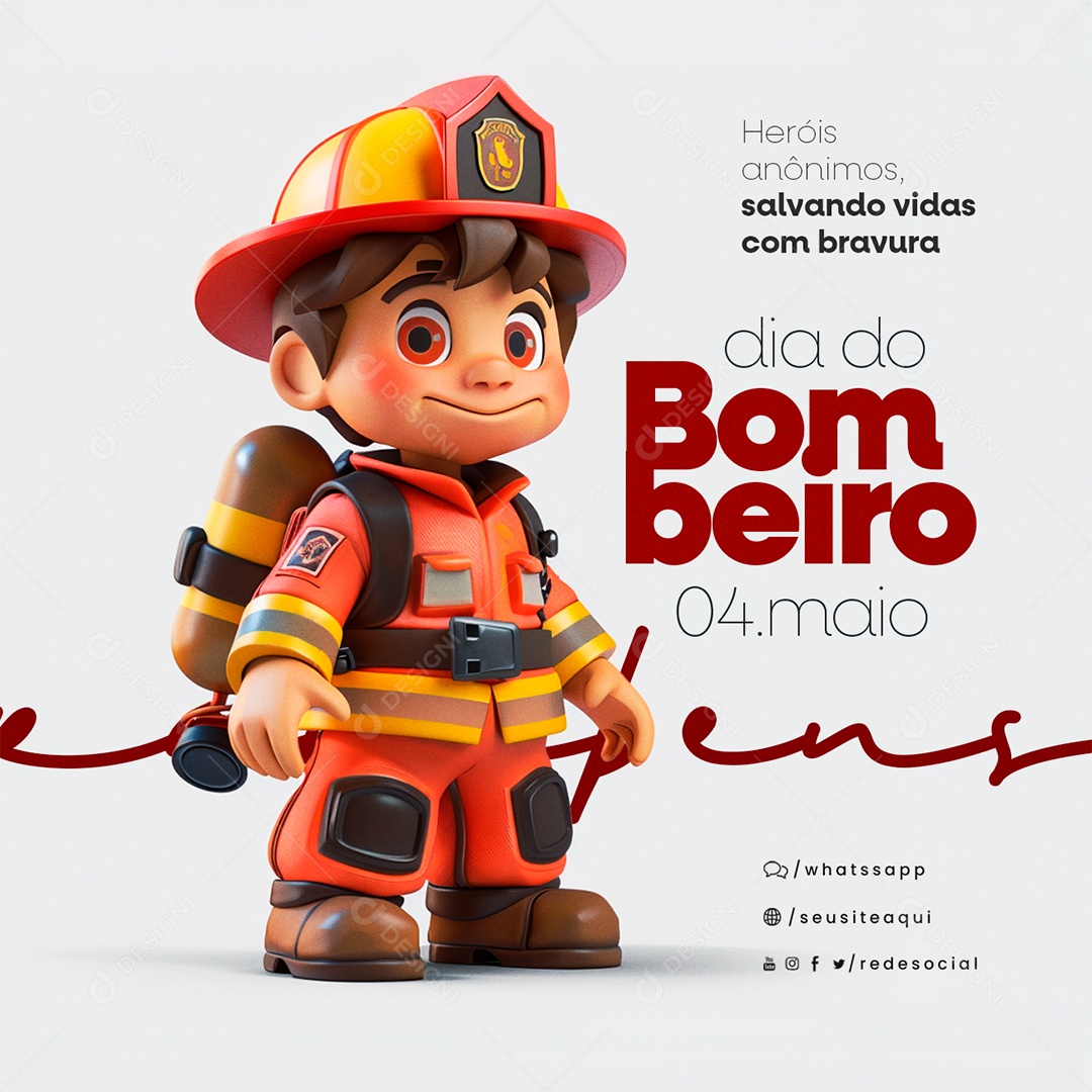 Dia Do Bombeiro 04 de Maio Heróis Anônimos Social Media PSD Editável