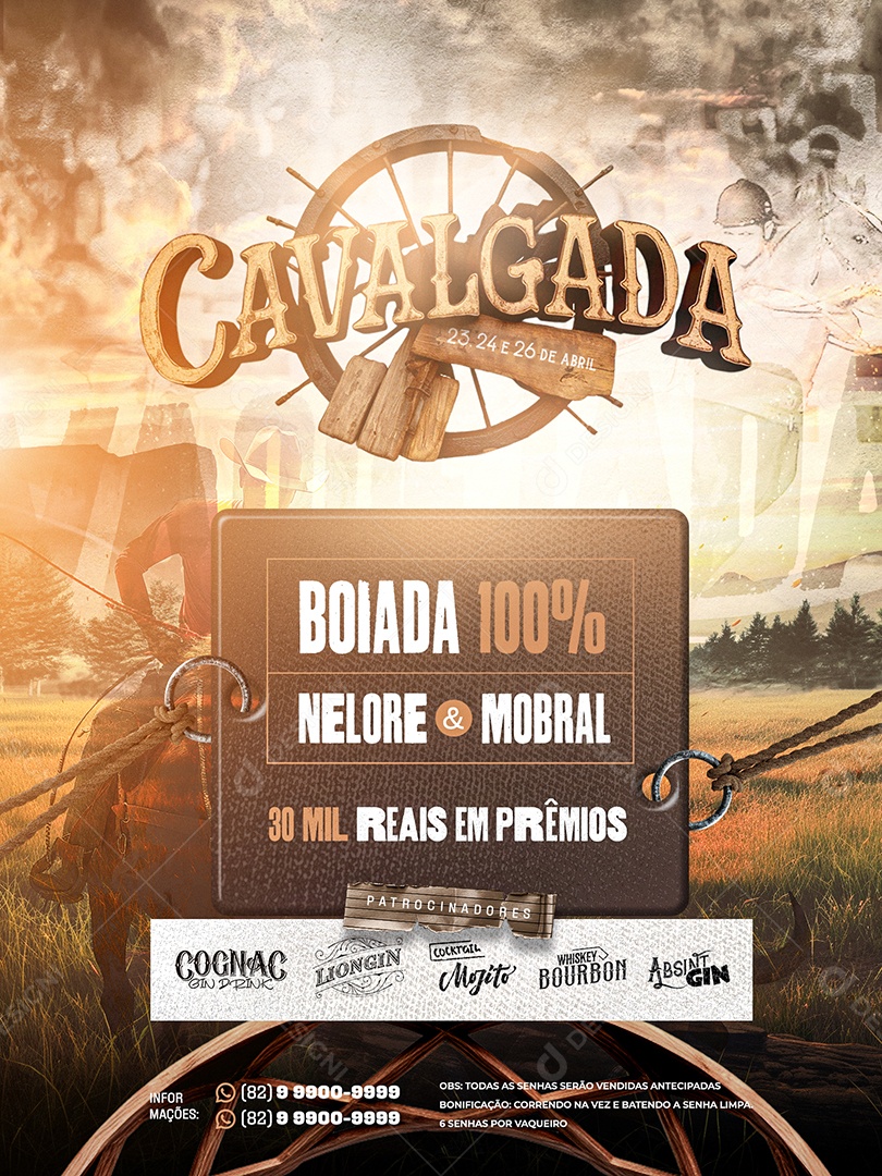 Vaquejada Cavalgada Boiada Nelore e Mobral Prêmios Social Media PSD Editável