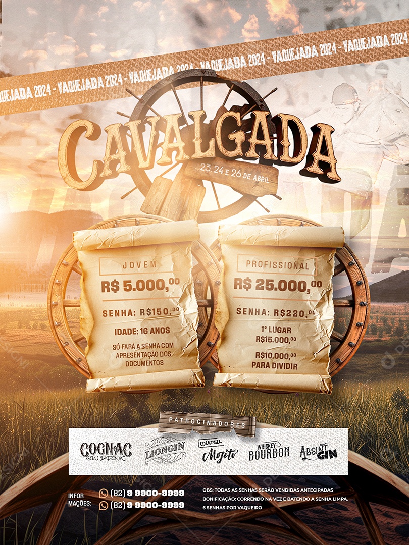 Vaquejada Cavalgada Categoria Jovem Profissional Social Media PSD Editável