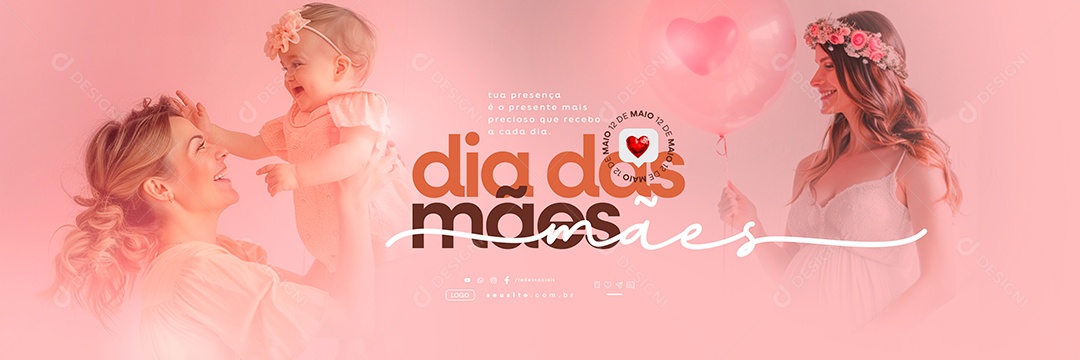 Carrossel Dia Das Mães Tua Presença é o Presente Mais Precioso Social Media PSD Editável