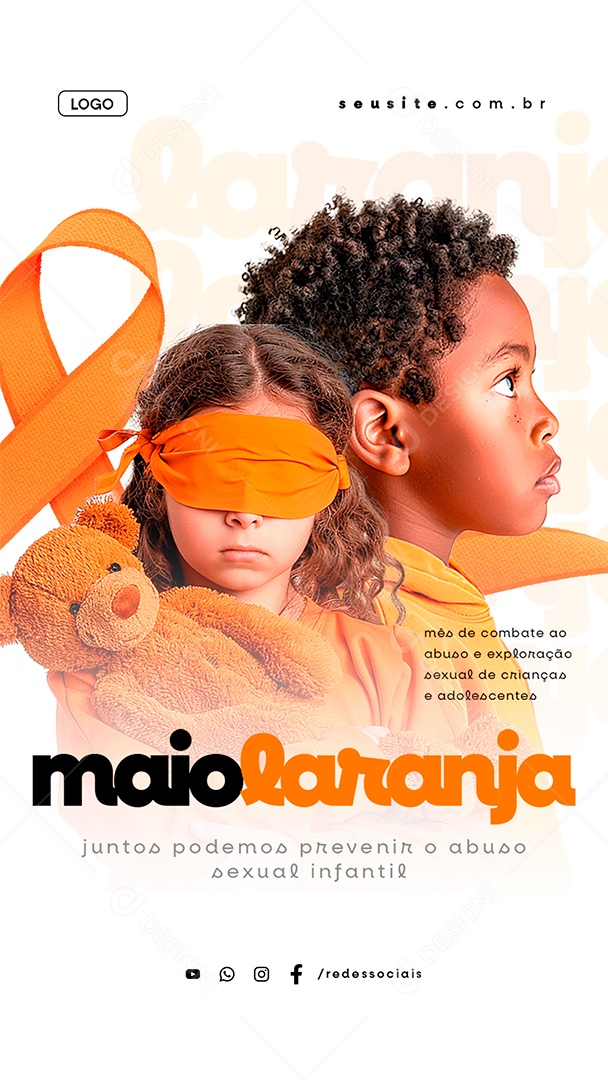 Story Social Media Maio Laranja Juntos Podemos Prevenir PSD Editável