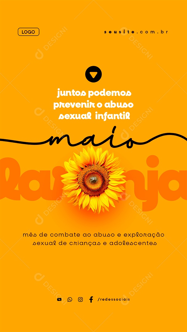 Story Maio Laranja Juntos Podemos Prevenir Social Media PSD Editável