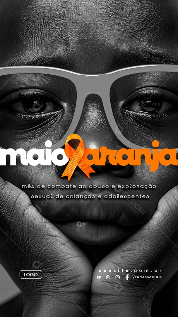 Story Social Media Maio Laranja Quebre o Silêncio Sobre os Abusos Infantis PSD Editável