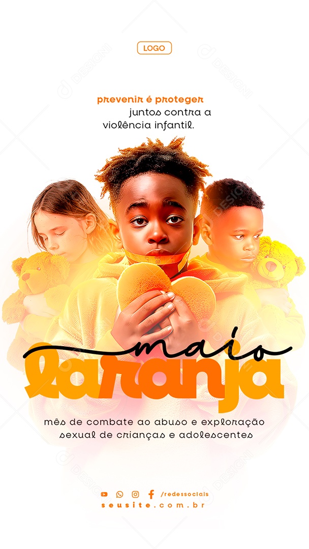Story Maio Laranja Mês de Combate ao Abuso de Exploração Sexual de Crianças Social Media PSD Editável