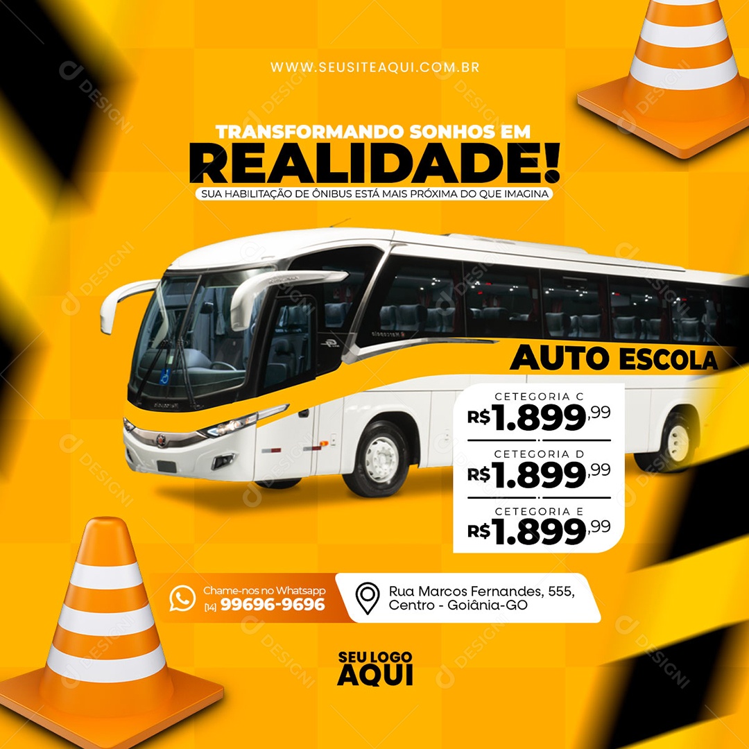 Auto Escola CNH Social Media PSD Editável