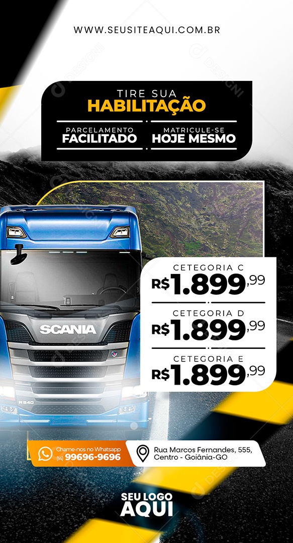 Story Auto Escola CNH Social Media PSD Editável