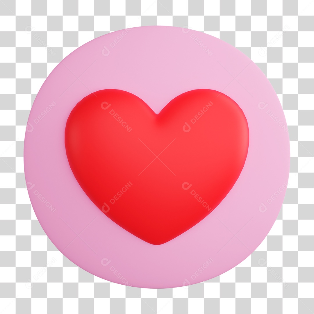 Circulo Rosa com Coração PNG Transparente