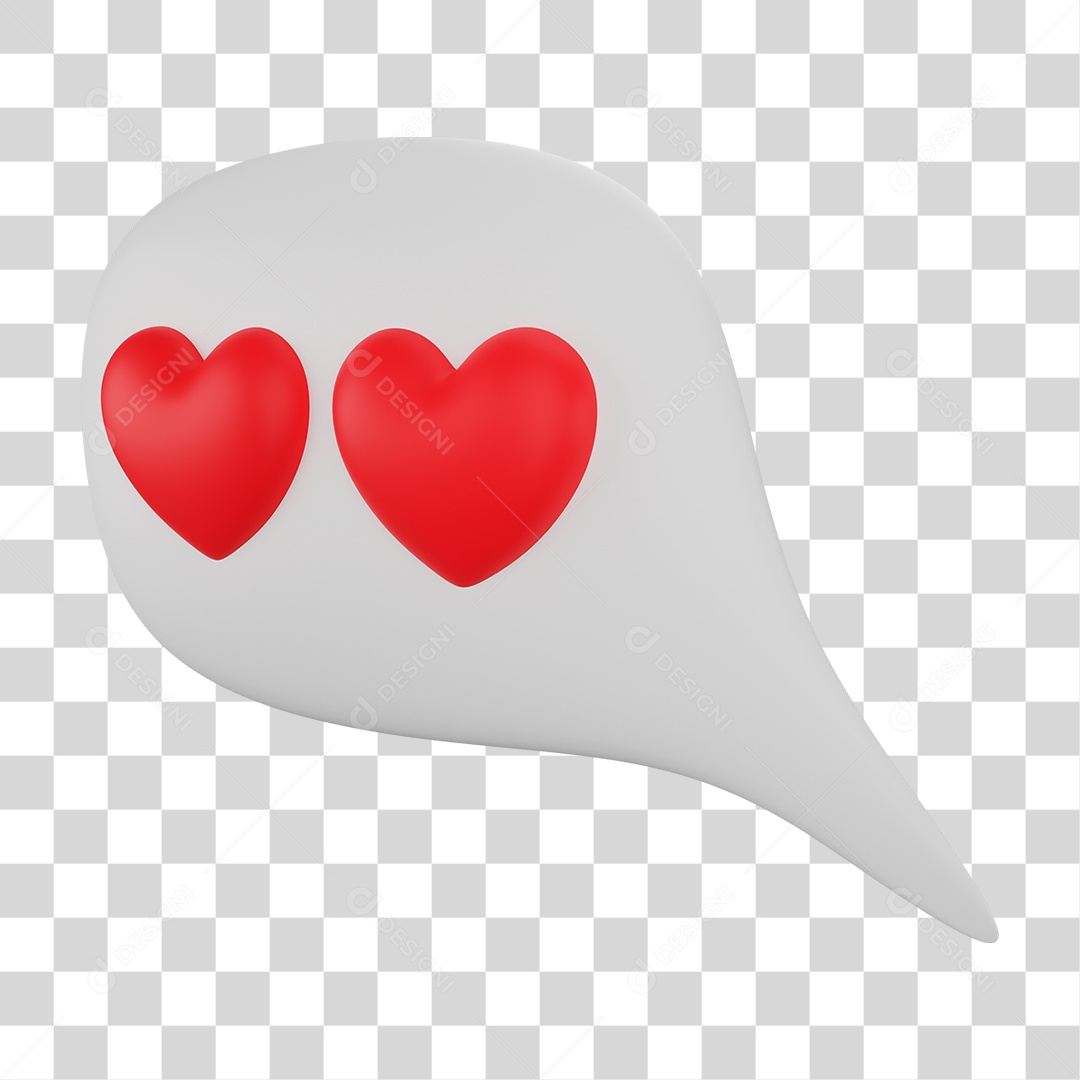 Balão de Texto com Coração PNG Transparente