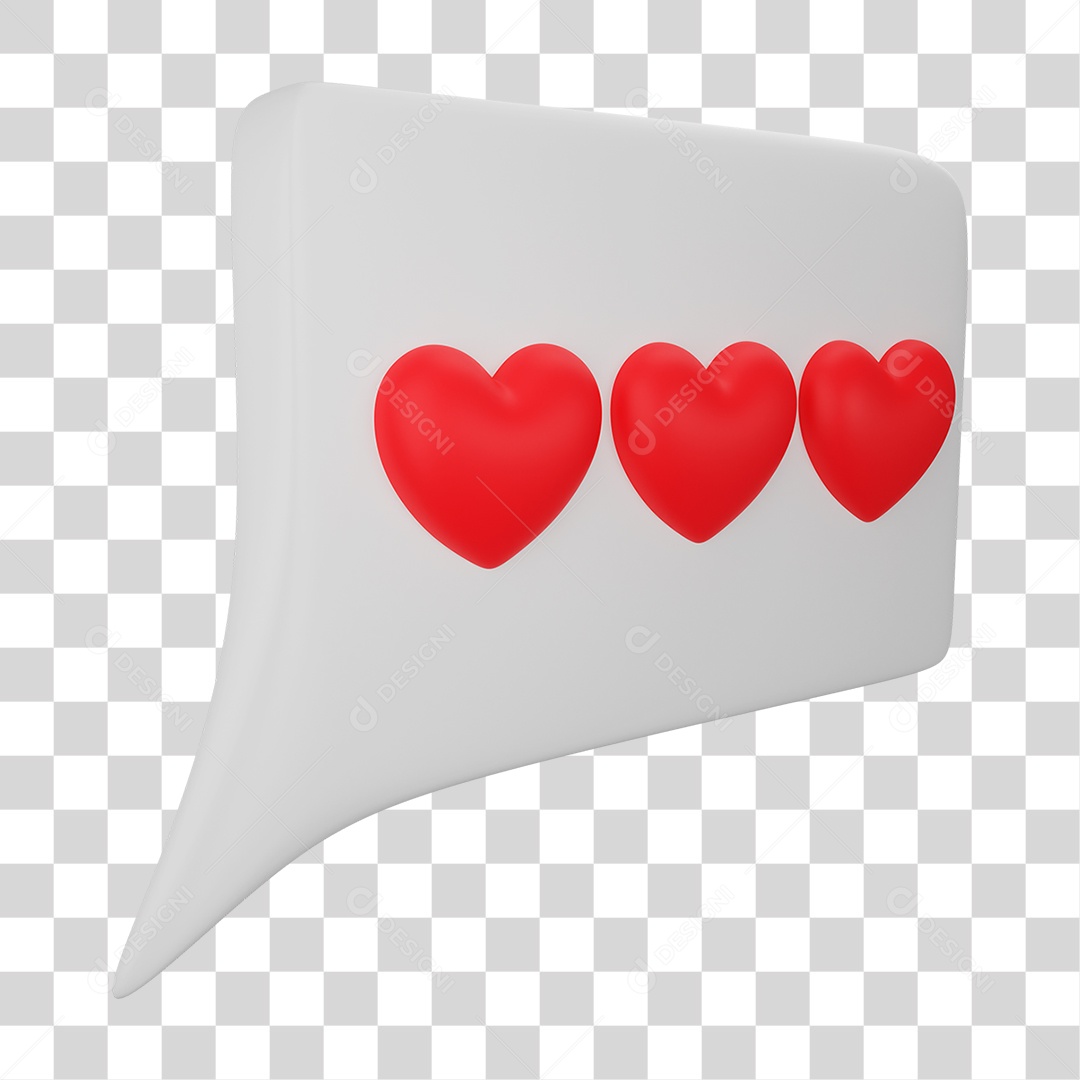 Balão de Texto com Coração PNG Transparente