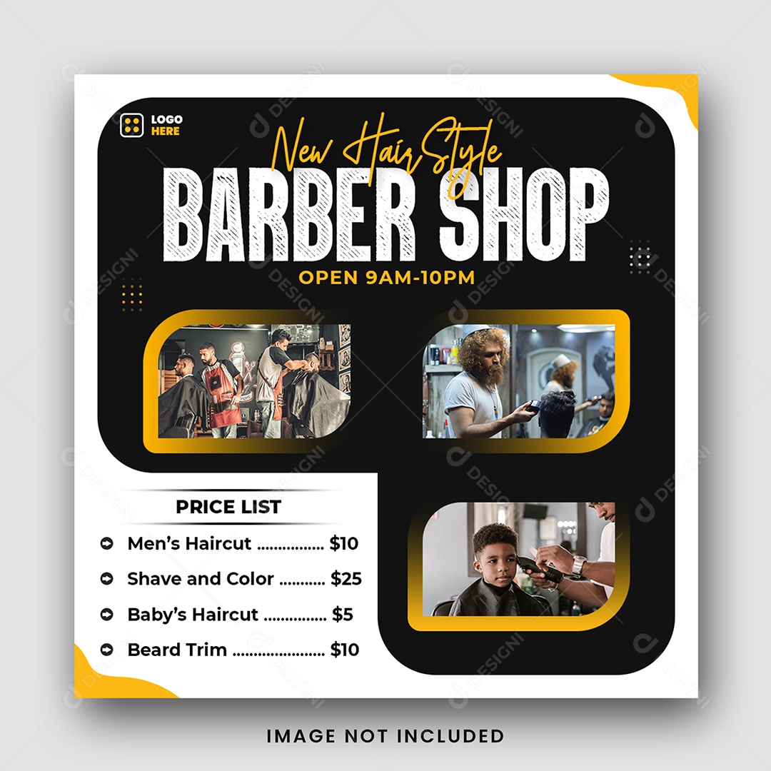 Barbearia Lista de Preço Social Media PSD Editável