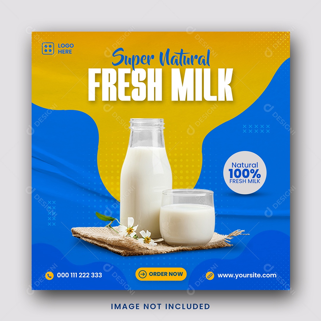 Supermercado Melhor Leite Fresco Delicioso Social Media PSD Editável