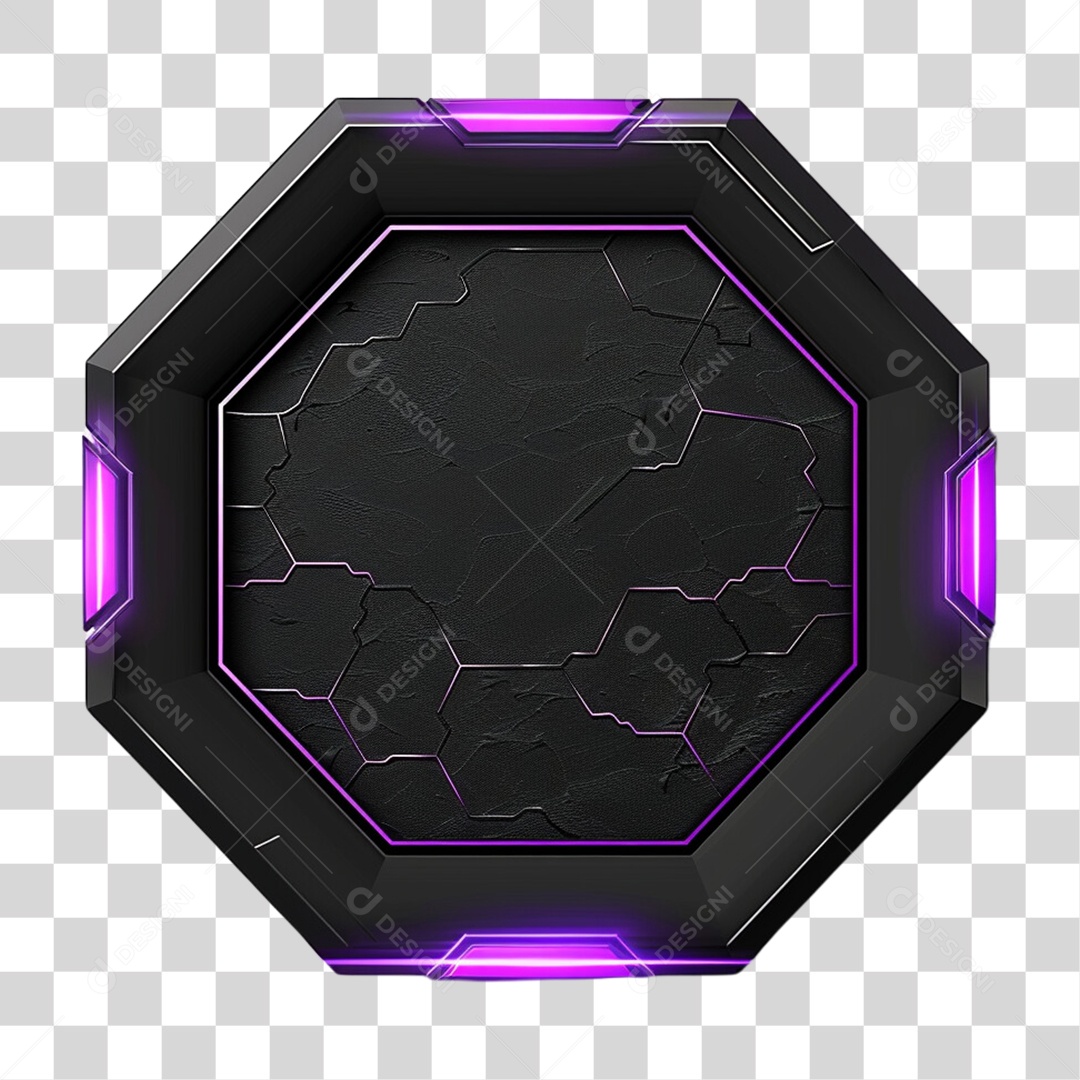 Elemento 3D Placa Redonda Neon PNG Transparente