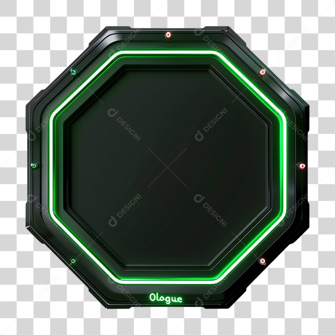 Elemento 3D Placa Redonda Neon PNG Transparente