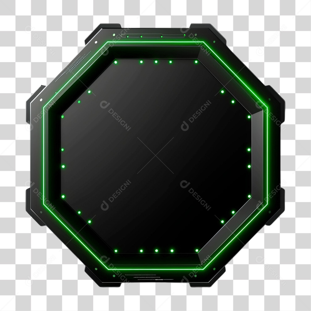 Elemento 3D Placa Redonda Neon PNG Transparente
