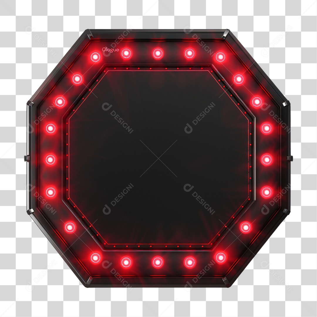 Elemento 3D Placa Redonda Neon PNG Transparente