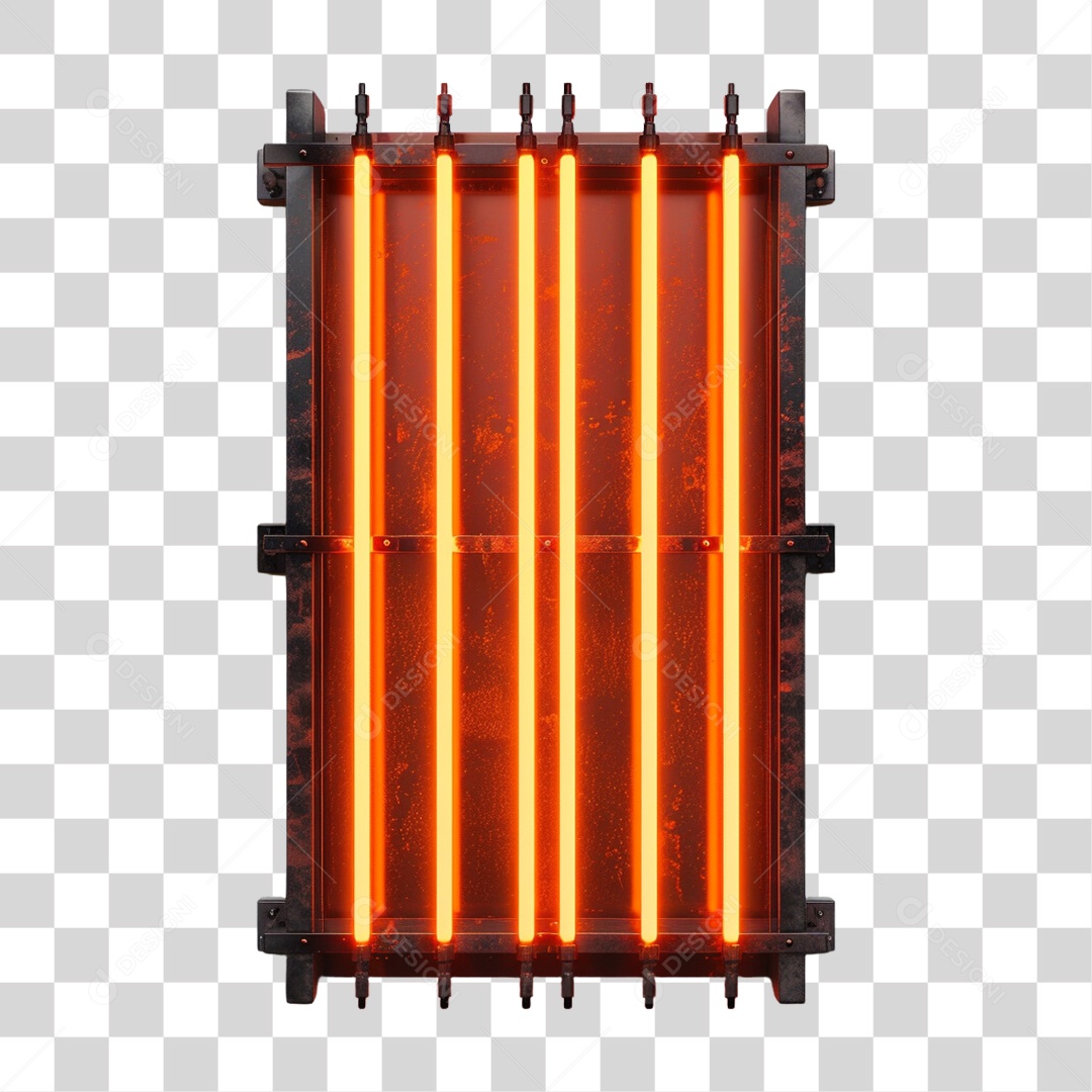 Placa de Metal com Neon e Luzes PNG Transparente