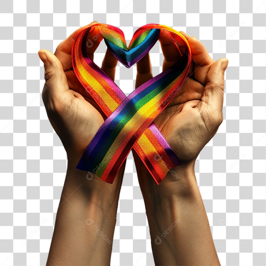 Mão com Fita Laço PNG Transparente